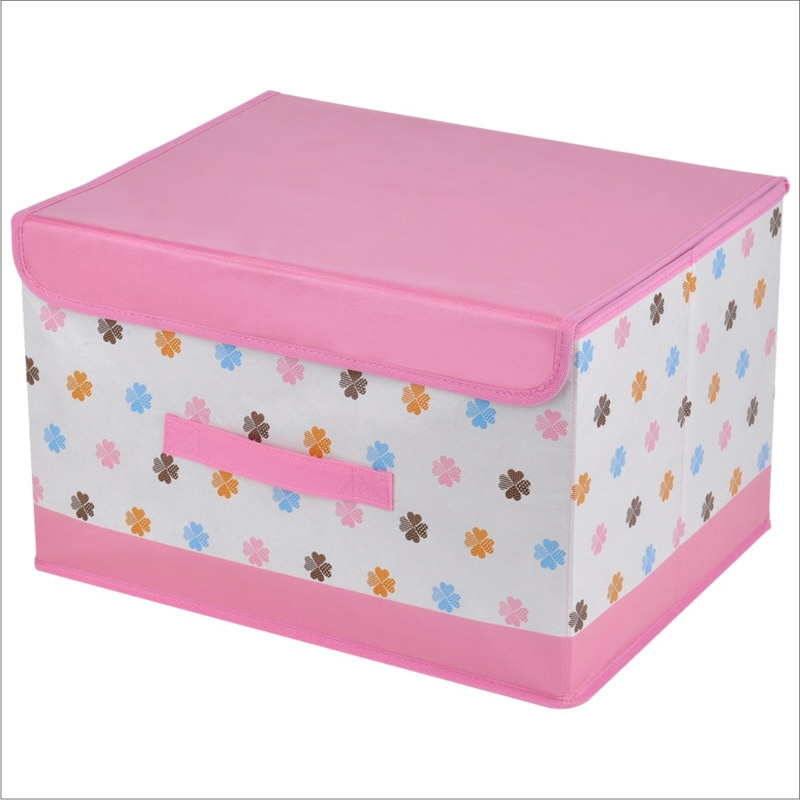 衣服被子收纳储物箱无纺布玩具整理箱收纳盒粉色四叶草72l特大6040