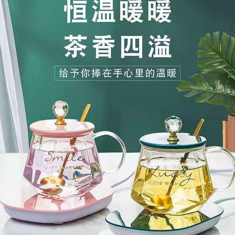 平盖绿色lucky 快递泡沫包装 恒温玻璃杯子透明带把咖啡杯情侣水杯女家用茶杯伴手礼马克杯带盖
