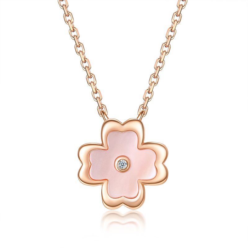 佐卡伊luckylife幸运人生四叶草钻石项链钻石项链