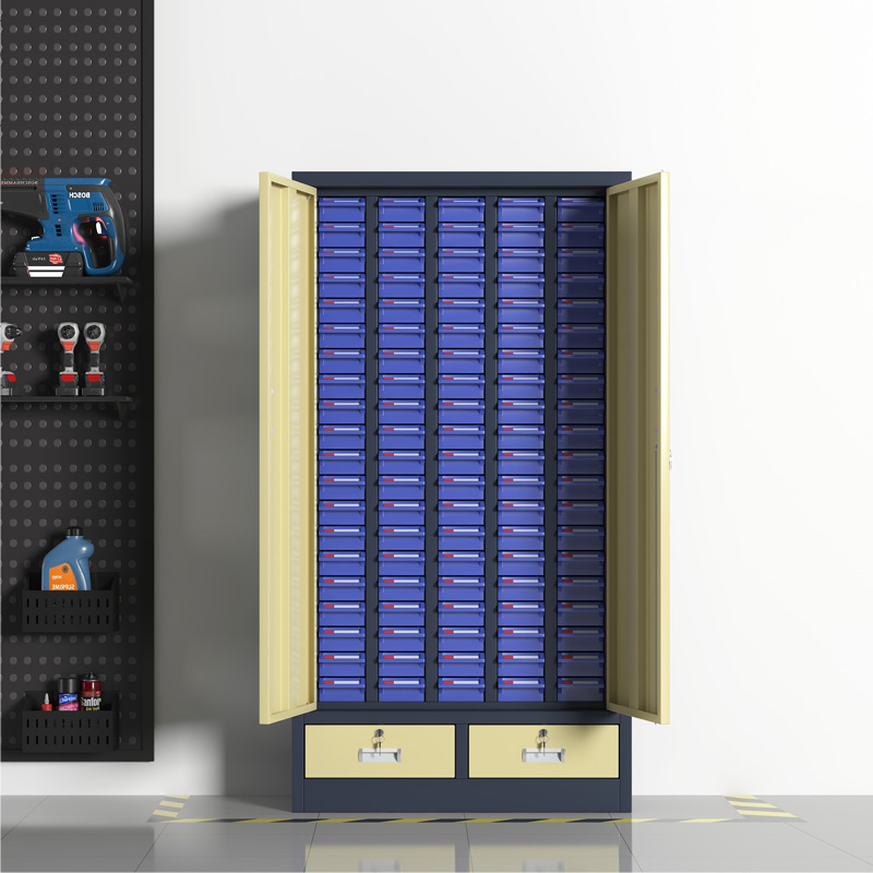 臻远 ZYLJG-W78 零件柜抽屉式工具柜电子元件柜螺丝柜物料柜 100抽蓝色带门加二斗小号高清大图