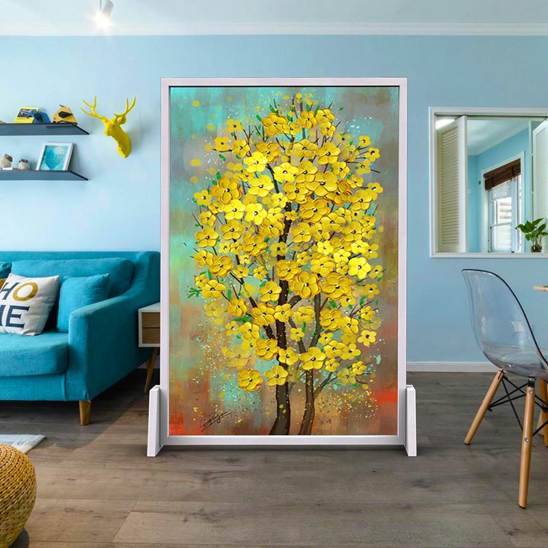 BONJEAN美式油画屏风隔断客厅卧室欧式装饰酒店办公风水隔断不透遮光座屏高清大图