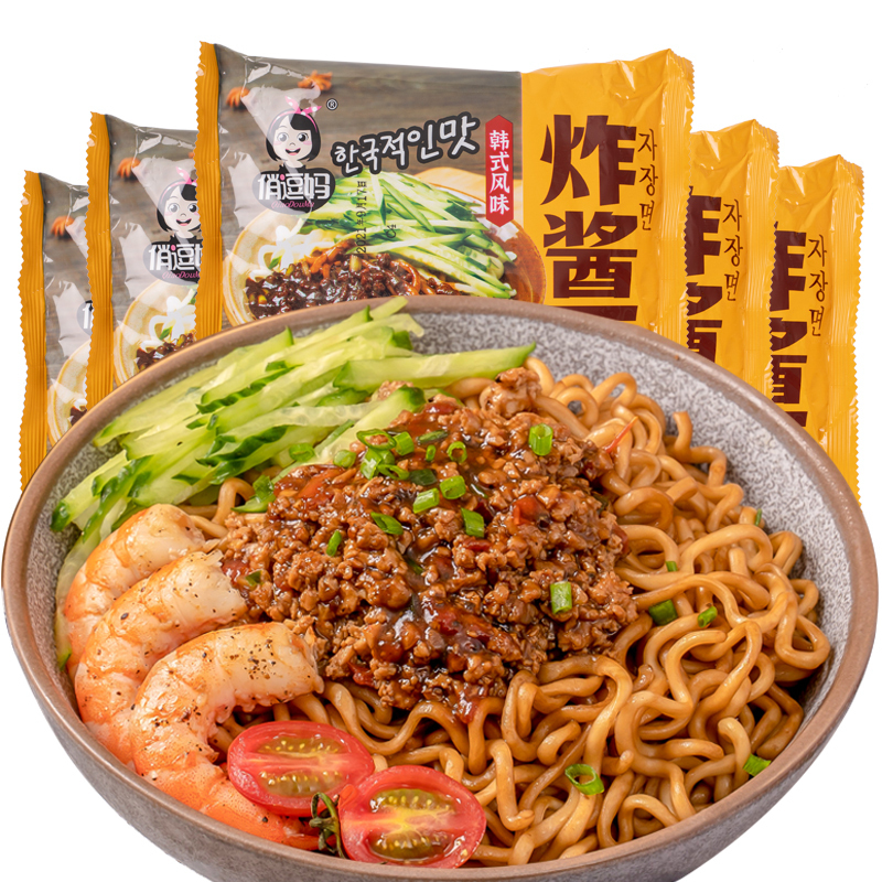 俏逗妈炸酱面116g*5袋韩式网红懒人袋装方便速食品早餐杂酱干拌泡面条