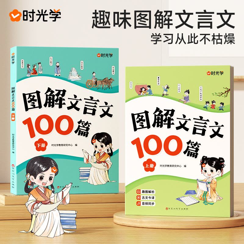 [全2册]图解文言文100篇 小学通用 [正版]图解文言文100篇全2册 小学教辅书籍 趣味图解文言文 场景漫画全文解读图片