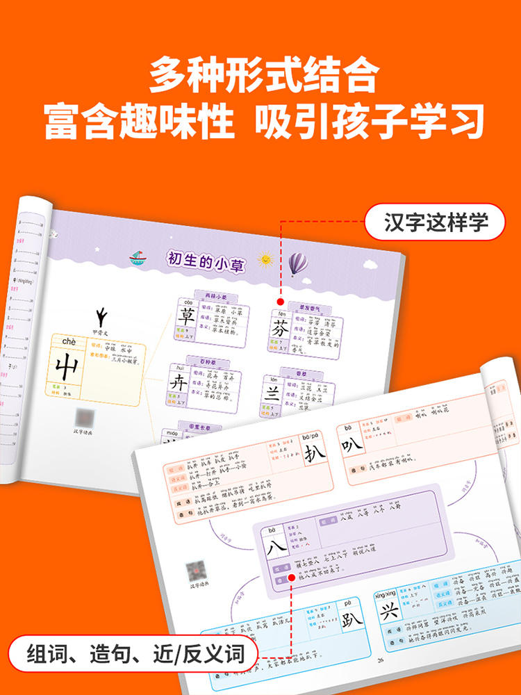 [2册]汉字宝典+训练手册 小学通用 [正版]荣恒汉字宝典思维导图速记汉字小学生语文认识汉字偏旁部首笔画笔顺组词造句识字高清大图