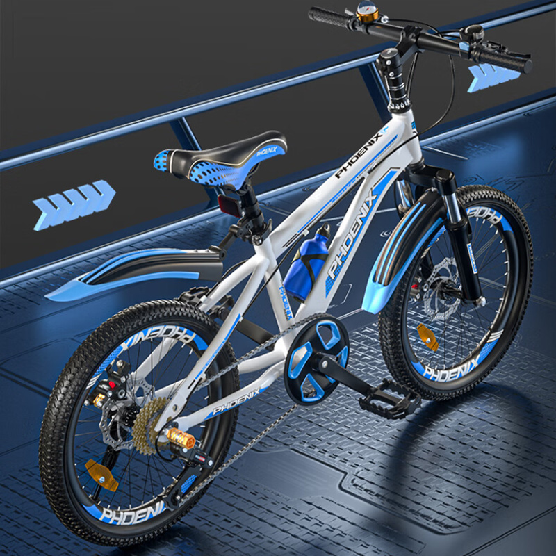 凤凰(PHOENIX) 20寸 7速山地自行车-霸道 (辐条轮)蓝白高清大图