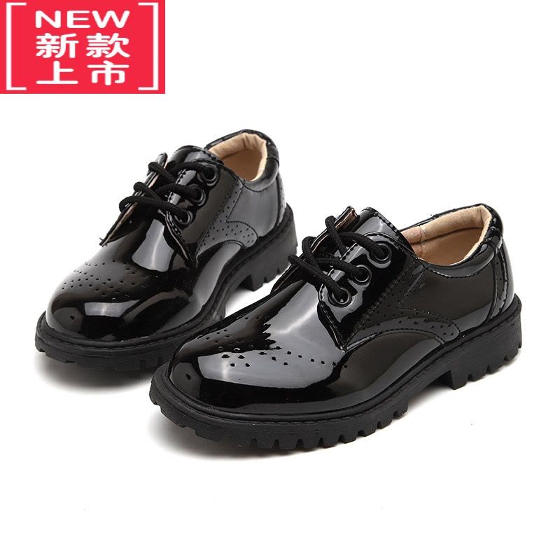 可莉允童鞋男童皮鞋黑色英伦风中大童新款儿童学生小男孩白色演出鞋运动休闲鞋图片