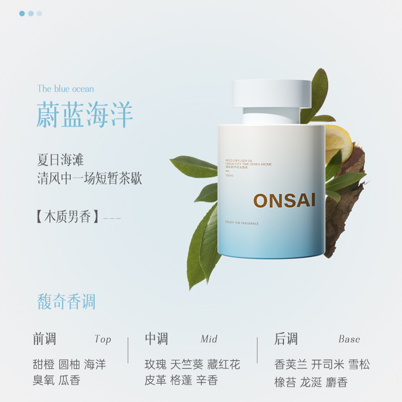 无火香薰家用室内持久留香房间卧室卫生间精油香水高级香氛 【蔚蓝海洋】*2瓶