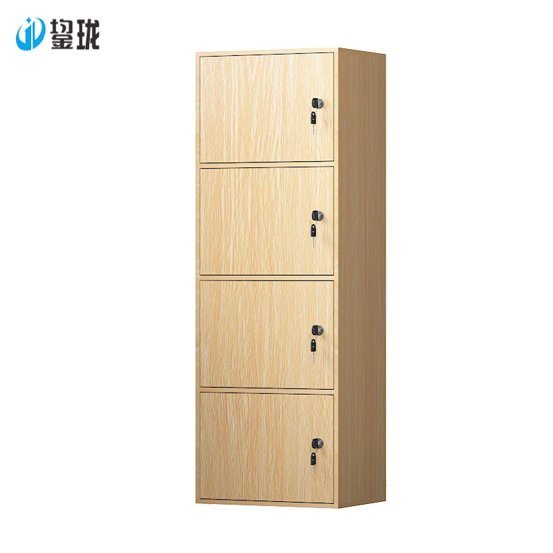 鋆珑 带锁储物柜板材原木色 4格 组高清大图