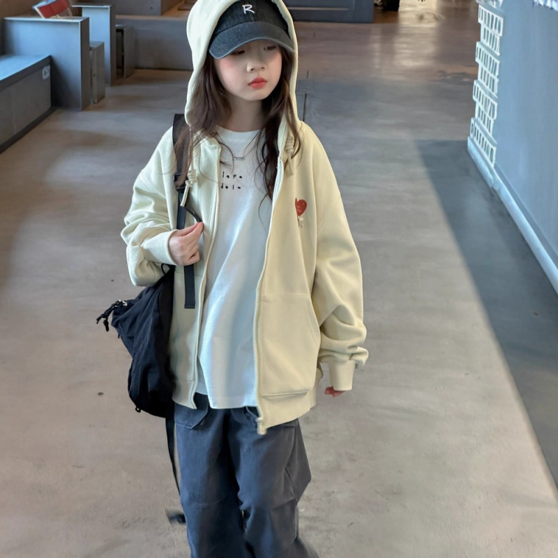女童卫衣外套春秋新款女孩大童洋气上衣儿童秋装连帽开衫衣服