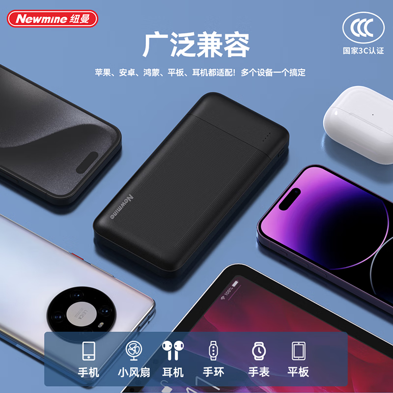 纽曼(Newmine)F133 10000毫安超薄移动电源 黑色