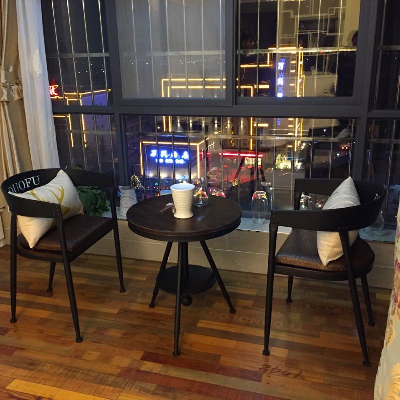 户外阳台小茶几三件套外摆桌椅组合奶茶店咖啡厅休闲酒吧小圆桌子高清大图