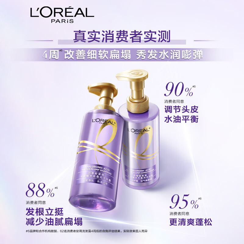 欧莱雅(L’OREAL)玻尿酸紫安瓶洗发水控油修护丰盈蓬松洗发露 紫安瓶玻尿酸洗发露440ml