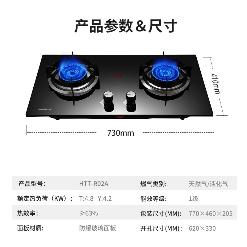 真情好太太燃气灶双灶家用天然气 4.8kW猛火灶具 台式嵌入式煤气灶双灶 HTT-R02A 天然气(不含安装)