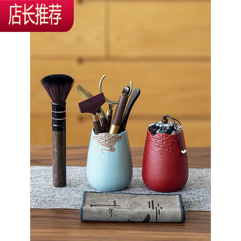 黑檀实木茶道六君子套装茶道6君子茶筒功夫茶具配件茶夹茶勺摆件JING PING