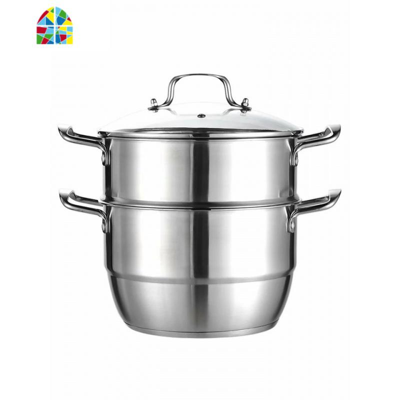 封后不锈钢双层汤蒸锅家用蒸煮二层小蒸锅20cm 22cm 24cm 26cm F 24cm双层汤蒸锅(蒸格+蒸片) 24高清大图