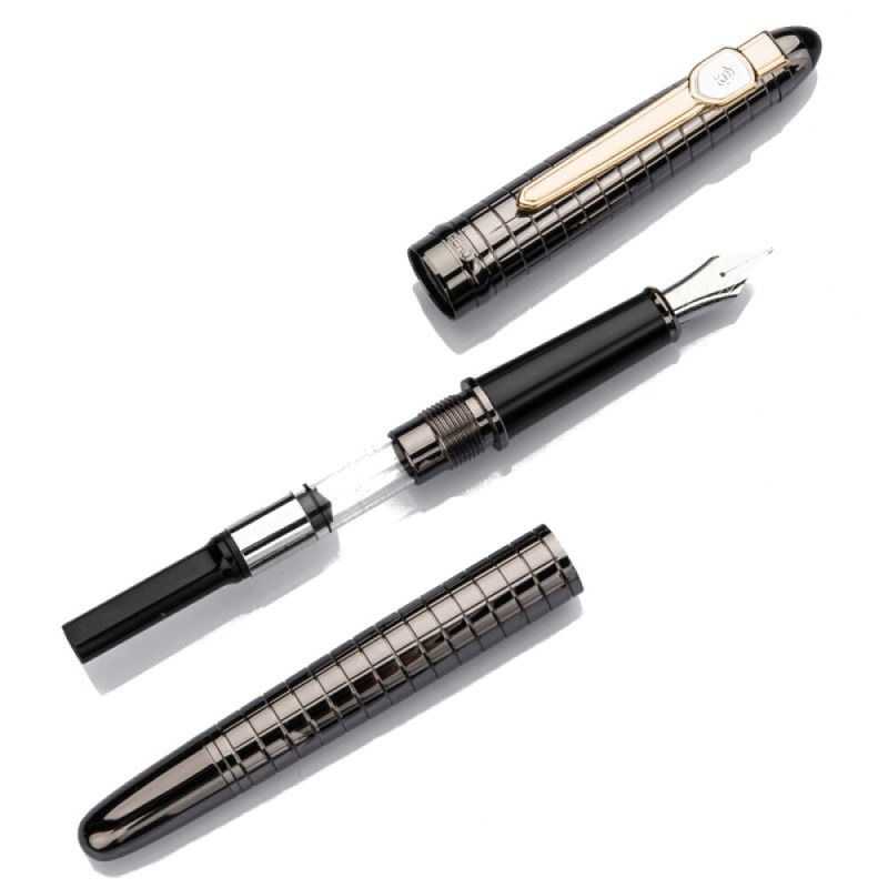 英雄 HERO 黑金钢色铱金钢笔-1095