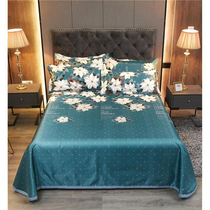 家柏饰(CORATED)冰丝席凉席三件套1.8m床夏季空调软席可水洗可折叠夏天席子二件套 床单款冰丝凉席-芳华 1.35m（4.5英尺）床