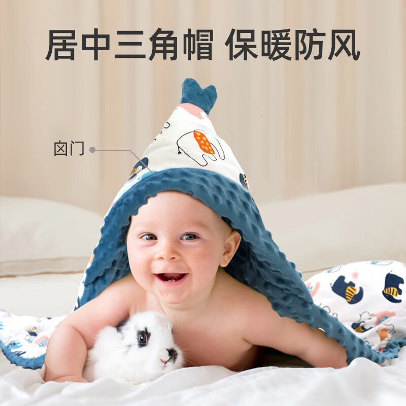 枕工坊婴儿抱被儿纯棉包被睡袋两用包单豆豆绒包巾四季通用外出抱毯 动物森林高清大图
