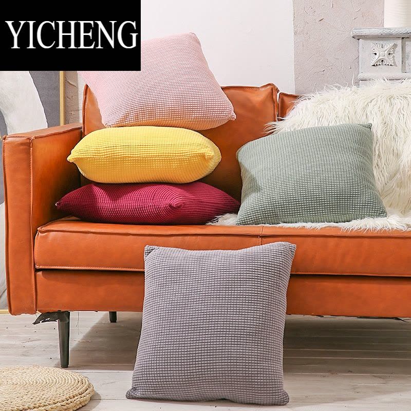 YICHENG四季通用沙发垫抱枕套办公室抱枕靠垫简约现代床头靠垫图片