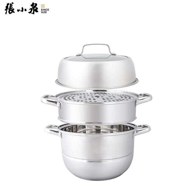 张小泉 爱家复底三层蒸锅C35200100 28cm高清大图