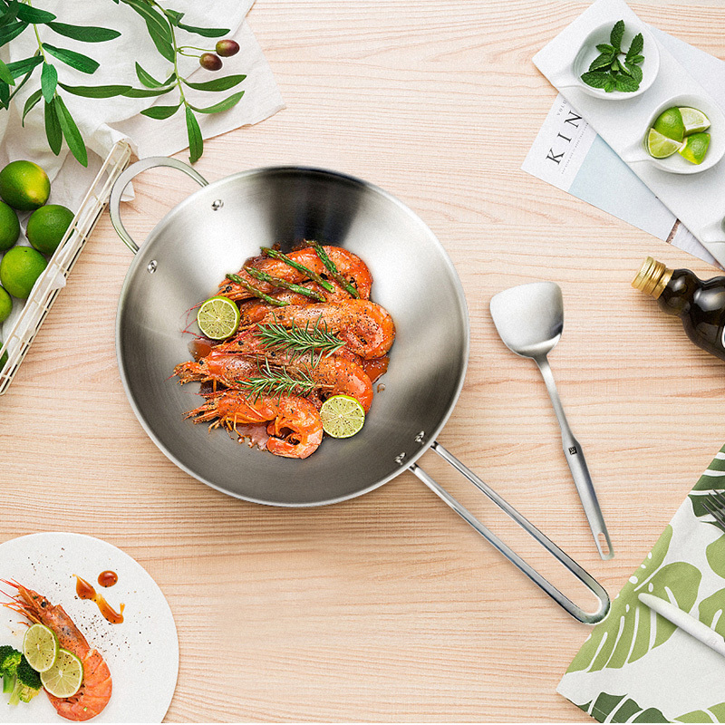 双立人中式30cm炒锅12件套装刀具套装不锈钢不粘煎炒锅珐琅铸铁锅切菜蔬果刀厨房家用组合送砧板送礼自用乔迁礼性价比新品高清大图