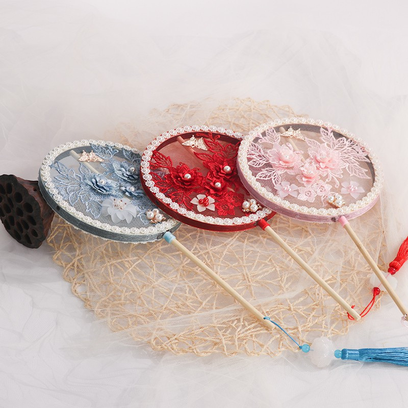 儿童团扇小号古风女童拍照道具摄影古装扇中国风古代汉服配饰扇子三维