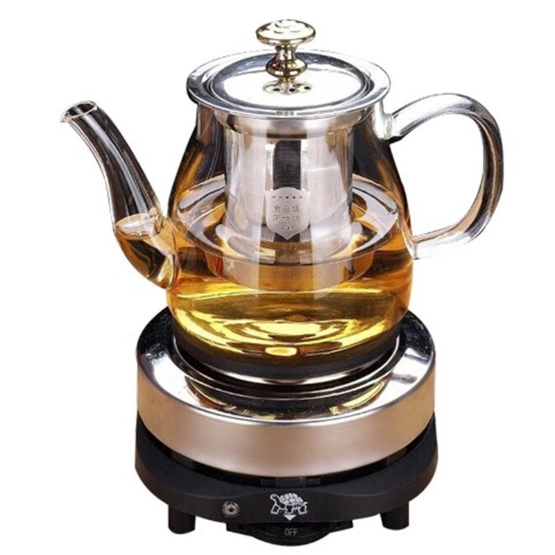 蒸汽煮茶器玻璃煮茶壶加热蒸茶器电茶炉煮茶炉家用茶具普洱泡茶器|600毫升如意壶+4直把杯+电热炉
