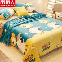 南极人四季珊瑚绒毯子盖毯毛巾小被子床单单件空调双人法兰绒毛毯_411 230x250cm加大-约2.6斤 假日海滩【铺盖两用】