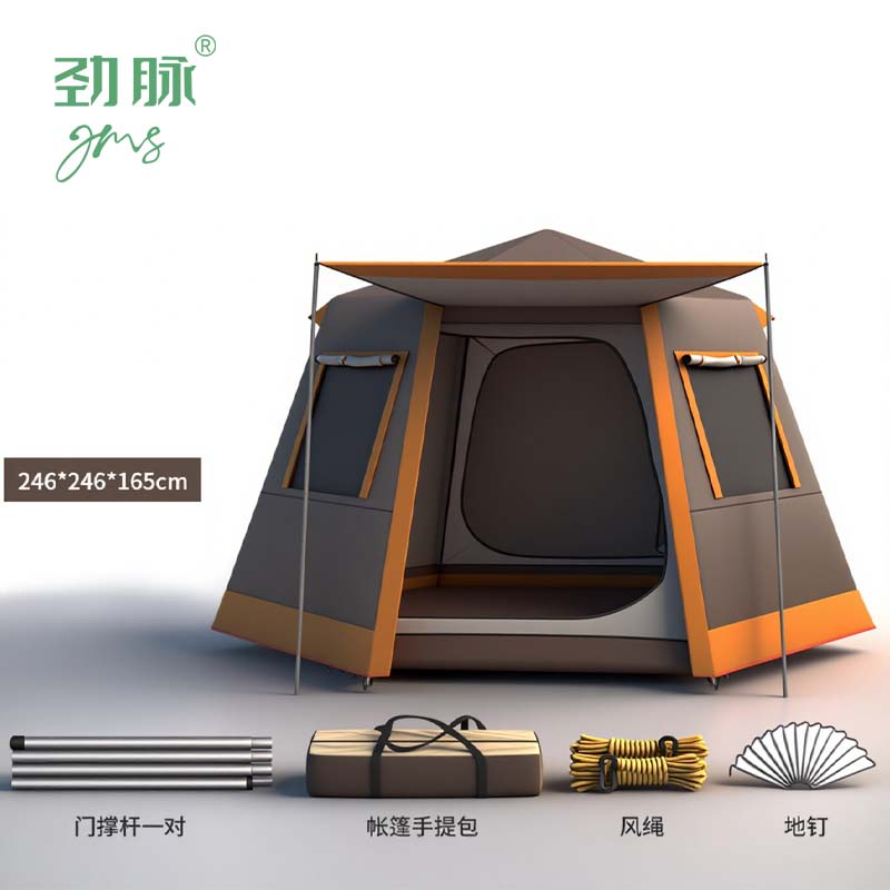 劲脉 便携式帐篷 咖啡色-246*246*165CM 顶高清大图