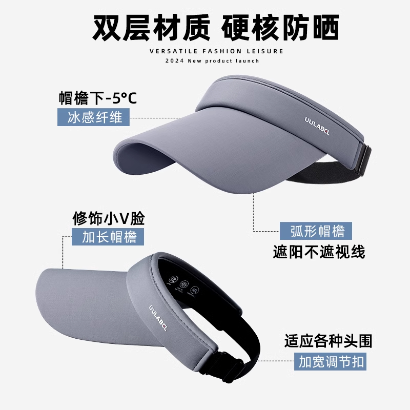 啄木鸟防晒帽子男新款遮阳帽抗UV空顶户外运动钓鱼骑行鸭舌顶高清大图