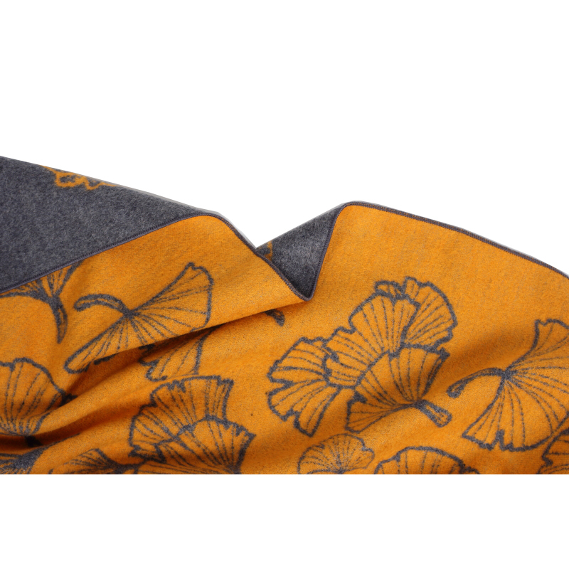 凯喜雅真丝拉绒丝巾长巾秋冬款女士百搭围巾17630cm银杏黄色