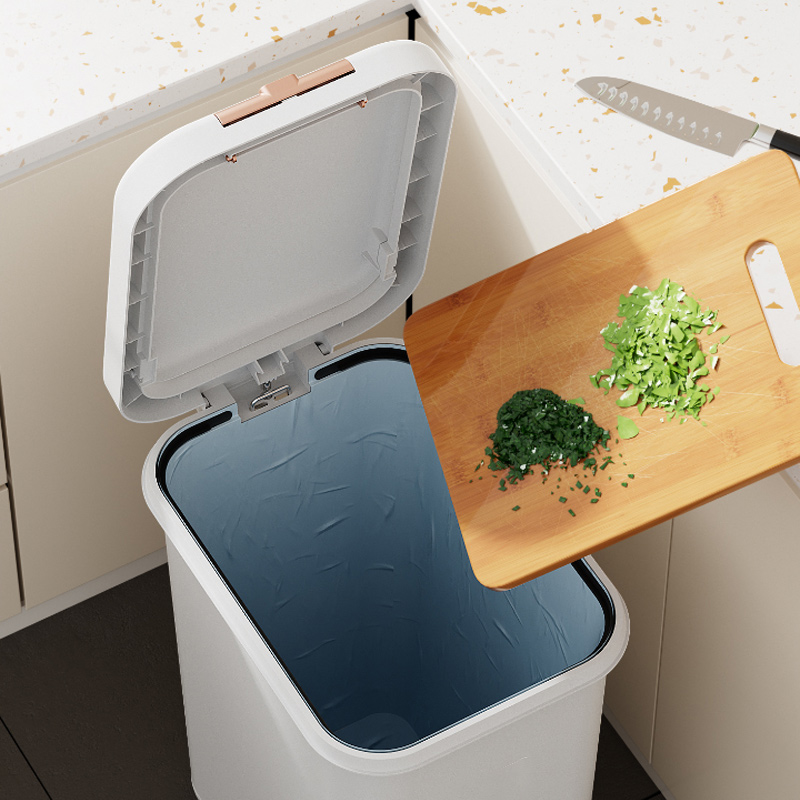 臻远 ZY5090115手按脚踩两用垃圾桶 送1卷垃圾袋 15L 茶色高清大图