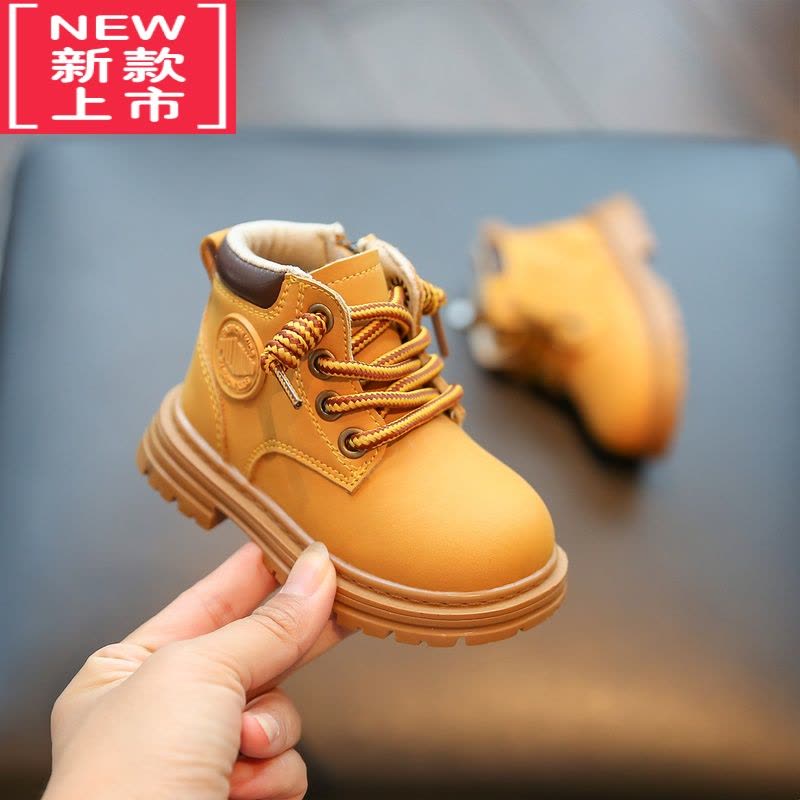 可莉允男童马丁靴软底女童靴子两岁婴儿鞋子学步鞋小童短靴宝宝鞋子秋冬图片
