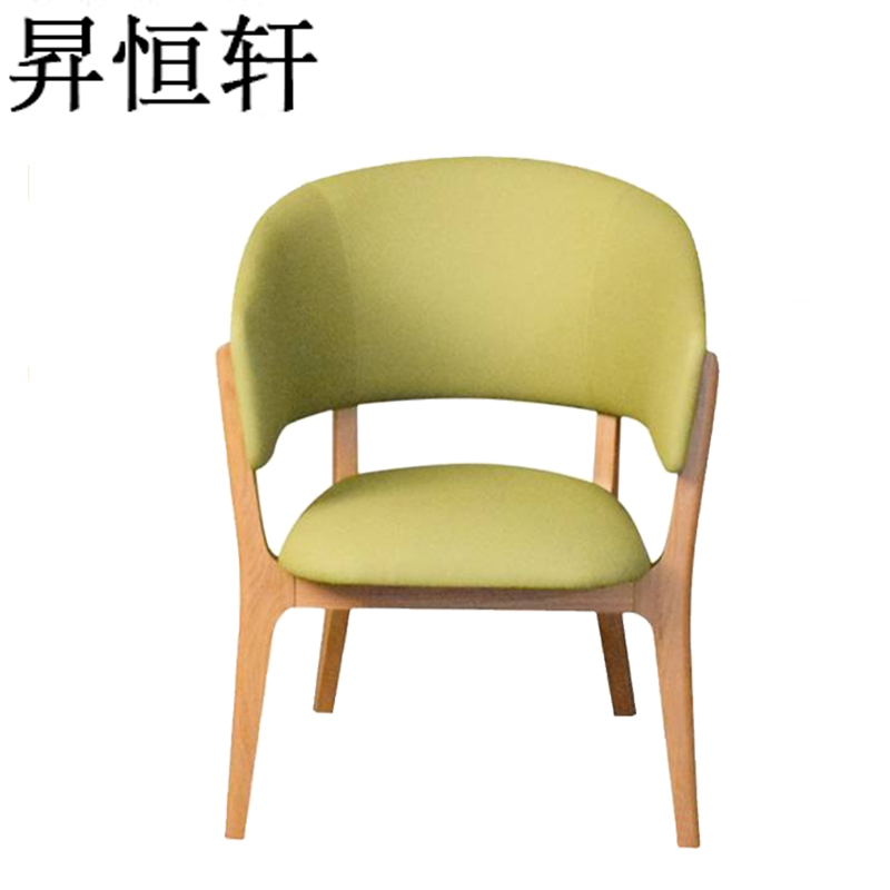 昇恒轩 单人沙发实木餐椅现代简约带扶手皮椅/个(绿色)高清大图