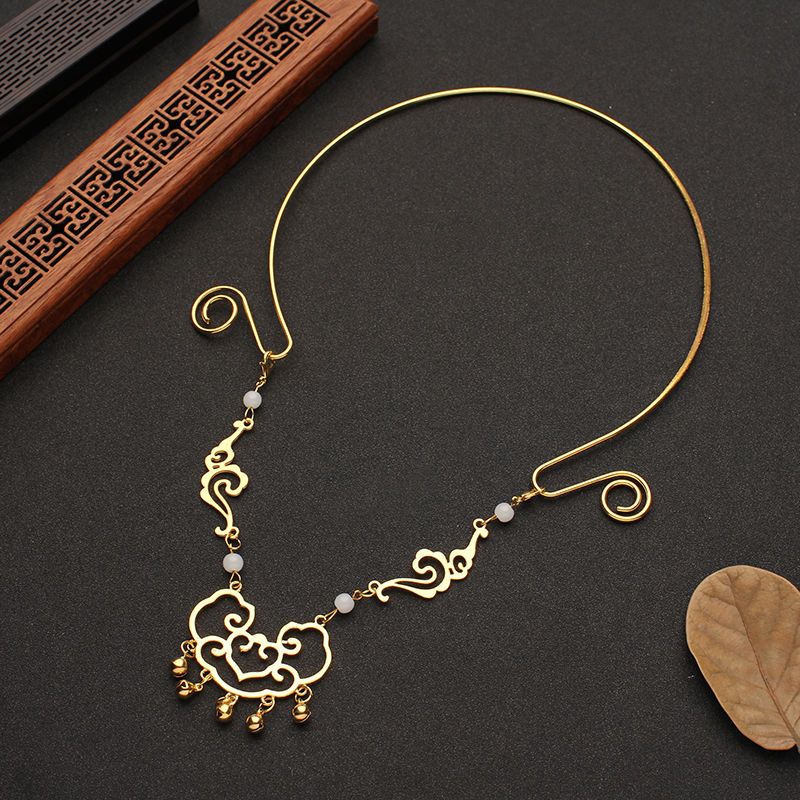 图书>期刊/杂志>男士>图书其它>祥云锁[金色]汉服简约项圈镂空长命锁