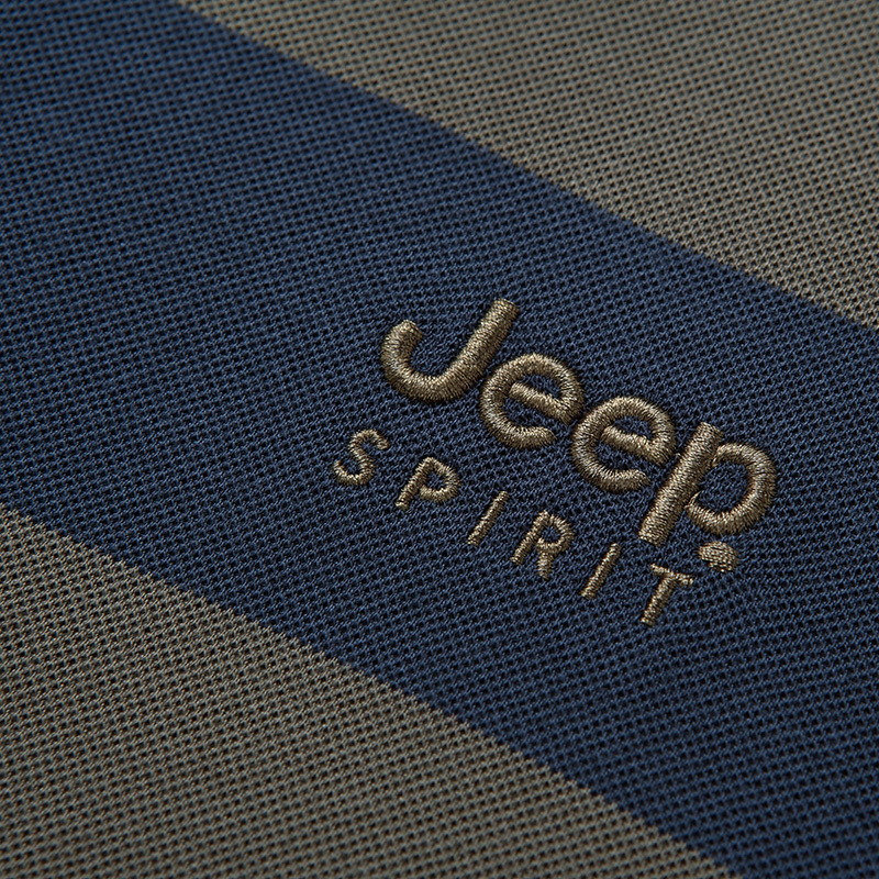 jeepspirit吉普春秋新款男长袖t恤条纹翻领polo衫大码休闲舒适棉体