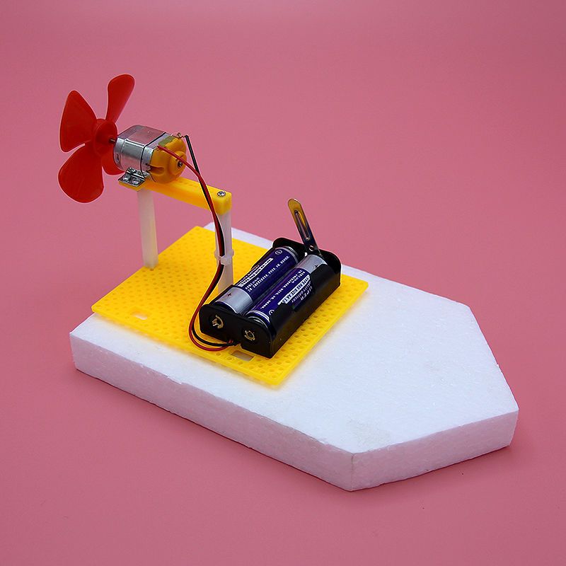 电动明轮桨小船拼装模型科技小制作中小学生diy手工泡沫船冲锋艇空气