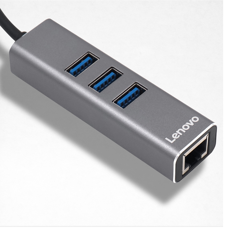 联想usb分线器一拖四转接头30高速多接口转换器usb转网线千兆a615