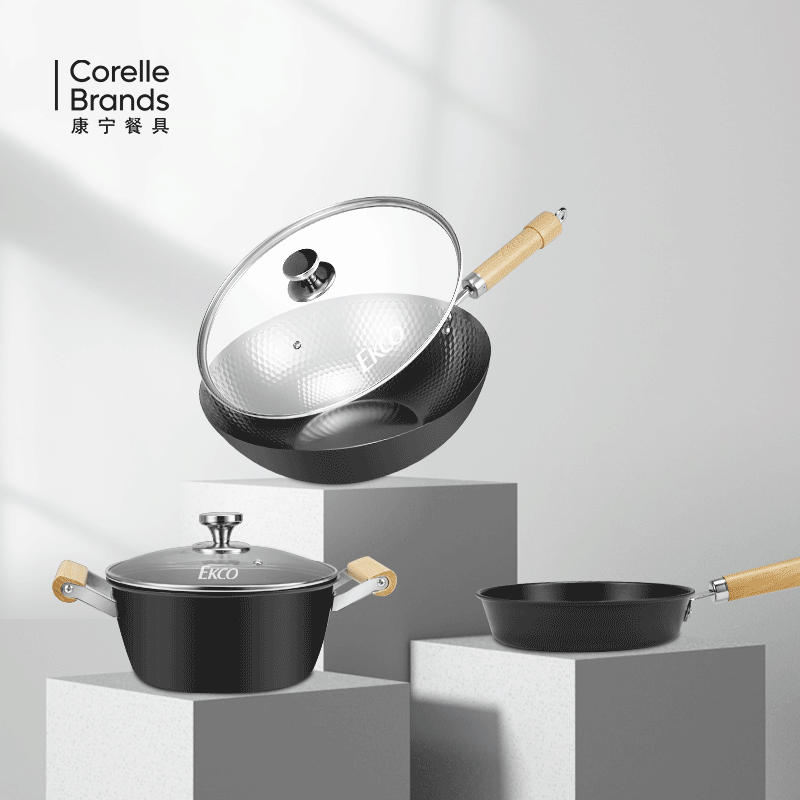 EKCO极之铁三件套32CM炒锅+22CM汤锅+22CM煎锅 EK-JZT302ZX/KZ高清大图