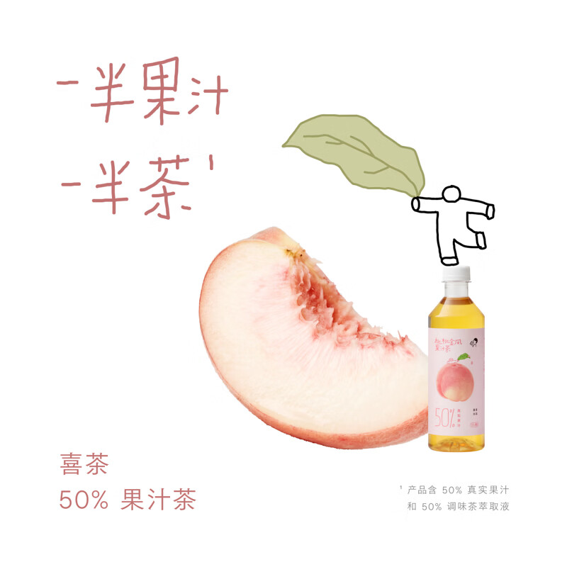 喜茶 50%果汁茶 桃桃金凤 450mL*15瓶 低糖零脂 真果汁 茶饮料整箱高清大图