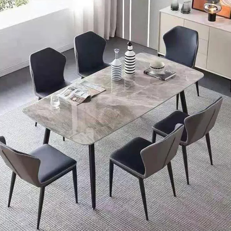 意式亮光岩板餐桌简约家用小户型饭桌北欧现代商务洽谈桌子 餐桌120*70*75cm 张