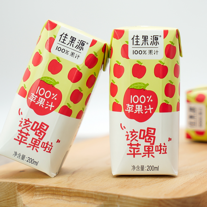佳果源 100%苹果汁 200ml*24盒/箱高清大图