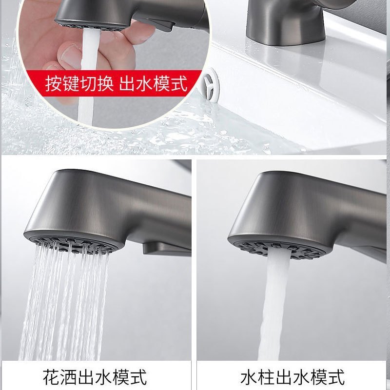 SEREN HOME赛恩卫浴面盆冷热水抽拉龙头卫生间洗手盆升降可旋转多功能龙头SH12002