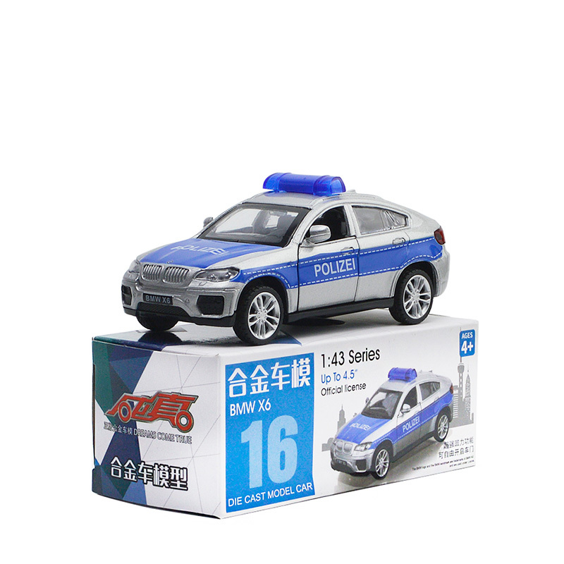 彩珀合金模型车670-16宝马x6 警车颜色随机