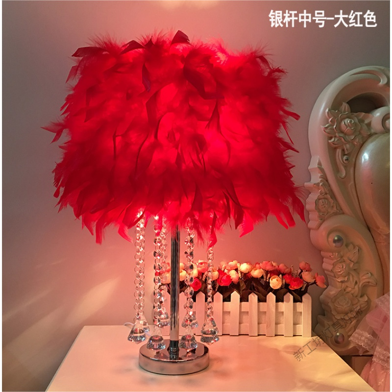 苏宁放心购 创意水晶羽毛台灯遥控调光卧室床头灯生日婚庆装饰简约小台灯