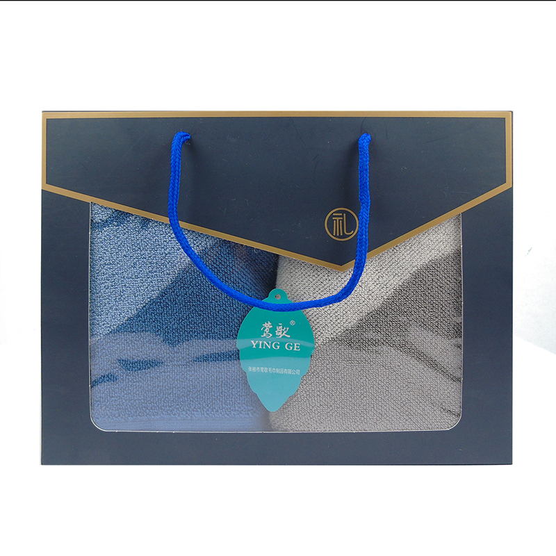 莺歌精梳极限32股秋韵毛巾75*35(灰,蓝二色120g*2两条装)盒高清大图