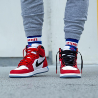AJ1 Air Jordan 1 High漫威蜘蛛侠联名配色男士红白高帮 防滑耐磨橡胶 篮球鞋 555088-602