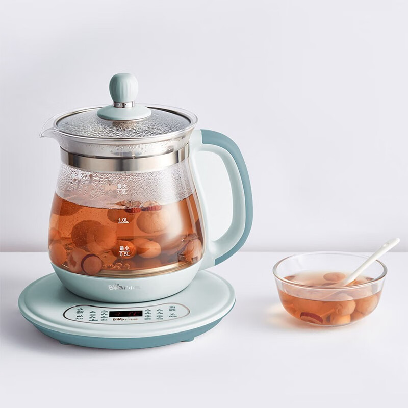 小熊养生壶煮茶器花茶壶电茶壶电热水壶1.5L煮茶壶烧水壶玻璃电水壶YSH-C15W2高清大图