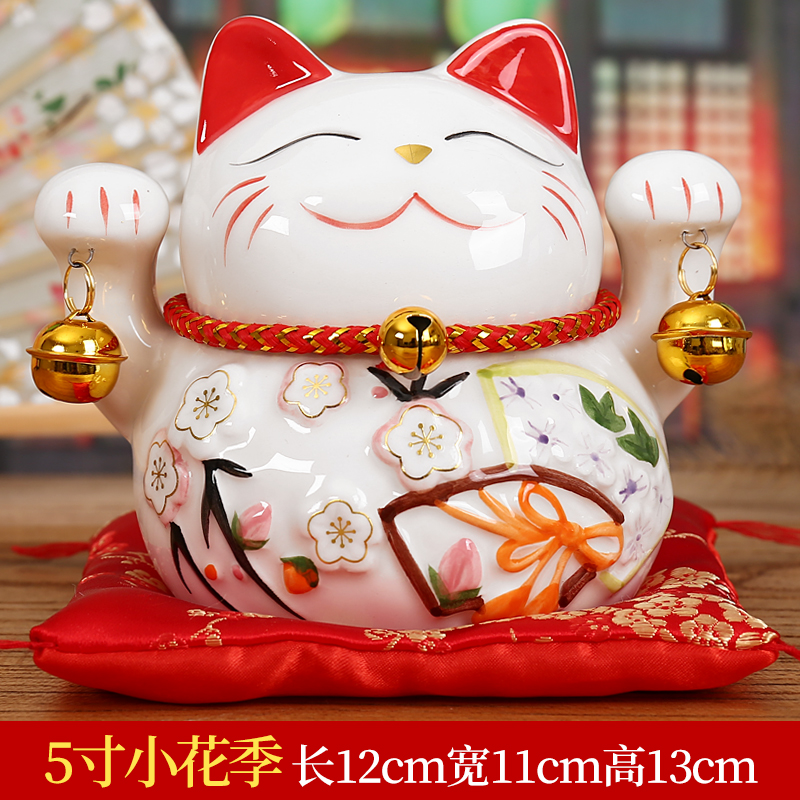 猫陶瓷存钱罐店铺开业创意礼品家居客厅日本发财猫陶瓷小摆件 三维工匠 5寸小花季猫高清大图