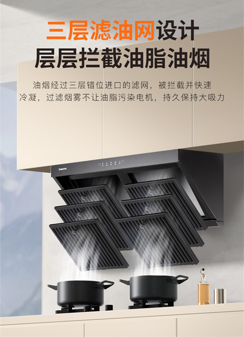 长虹(CHANGHONG)22m³大吸力 挥手智控 强效油烟分离 免清洗 百搭侧吸油烟机CXW-300-J651高清大图